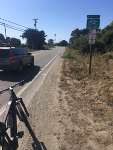 Here's the Pacific Coast Bike Route on San Andreas Rd in Santa Cruz Co. To the right is the abandoned rail corridor.