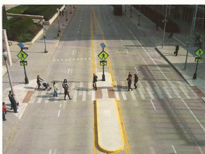 Cross walk with beakens