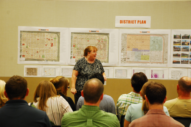 City staff starts the introduction and hands it over to the Design Team to present the ideas.