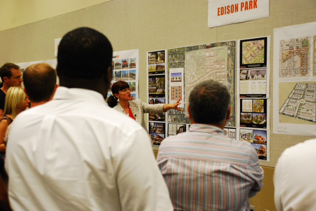 Edison Park area is communicated as a new walkable neighborhood that connects through to St Luke's Hospital.