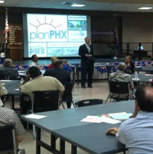 Councilman Waring speaking at the October 25th, 2012 Paradise Valley Community Center event.