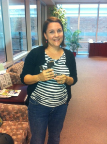 Ms. Lisa Parks collecting one of our most popular prizes from the rewards store (section of Light Rail track).