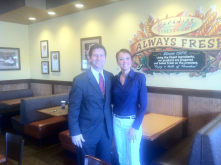 Mayor Stanton and Jen Bennett after the breakfast Jen won in a drawing for sharing her ideas at PlanPHX's visit to Food Truck Friday. 