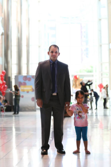 Father daughter take in the event