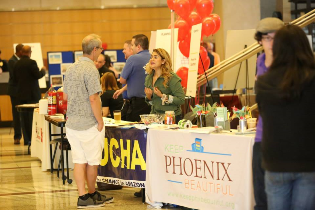 Residents speaking to vendors