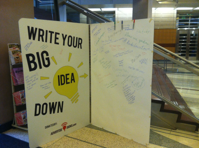 Big Idea Book on display in the lobby of City Hall