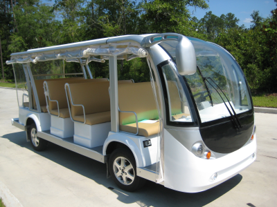 Electric Car Shuttles in Downtown Area