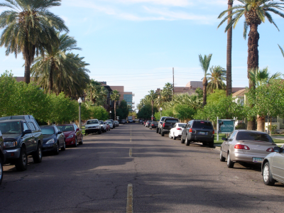 Actual shade where people walk