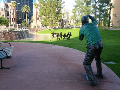 Viad Building park, garden, pond, public art