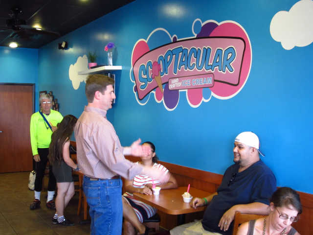 Mayor Stanton at Scooptacular in Laveen discussing residents vision for Phoenix.