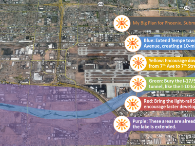 Extend Tempe town lake west to 7th Ave & extend downtown south