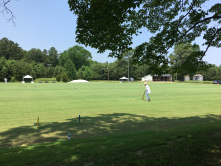 Practicing on an 8 lawn croquet facility in Virginia