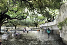 Austin, TX has a similar project. Waller Creek flows through 28 acres or 11% of the downtown. MVVA and Thomas Phifer created this design.