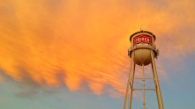 I took this photo right after the sun came up of the Frisco water tower off of Main St. 
Photo by Jlyne Hanback, Realtor®