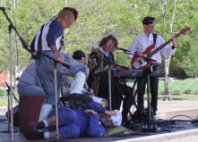 Performing at Discovery Green with AlchemistPiano Theatre, APT original musical "tadpoles for peace"