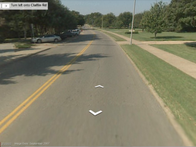 Crosswalk on Claflin between Moore Hall parking lot and Weber.