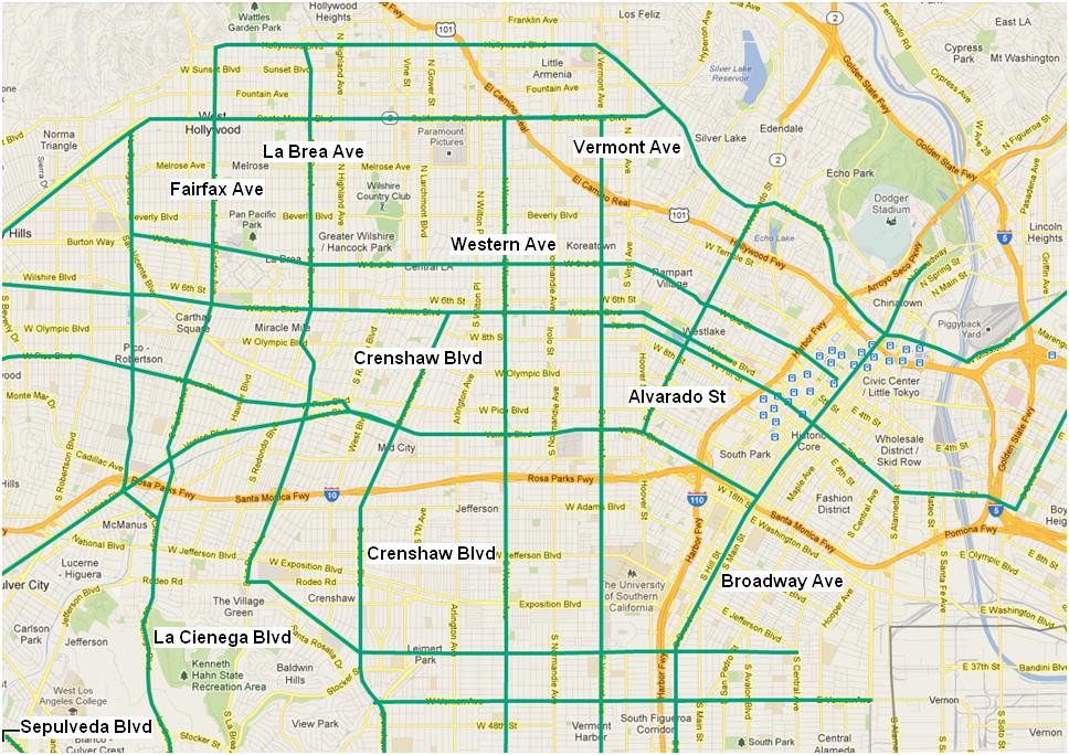 Transit-Enhanced Network: North-South Streets in Central LA