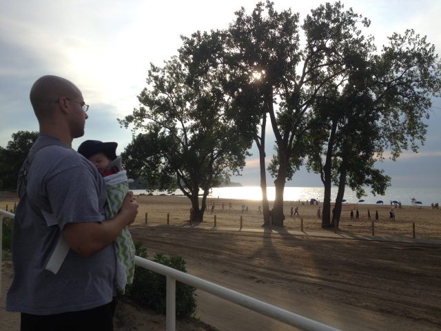 Sunset at Edgewater Beach with our new baby (2 months old)