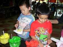 Getting colorful with cookies at ELL Night at Central Middle School!