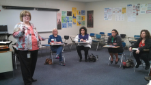 Presenter Wendy Wight sharing some professional training with paras on Hourly Staff Development Day - March 14, 2013.