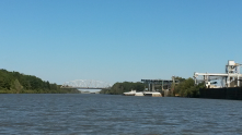 Amory Port on the Tenn Tom, looking north at BNSF bridge in the distance.