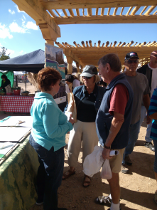 Your Voice volunteer Helen Dankwerth chatting with residents at the Farmers Market on 11/16/13