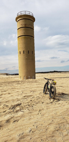 Riding the Specialized Fatboy on the beach from Rehoboth Beach to the point and back.  Great workout. 