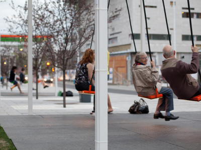 Musical swings that play local musicians' work