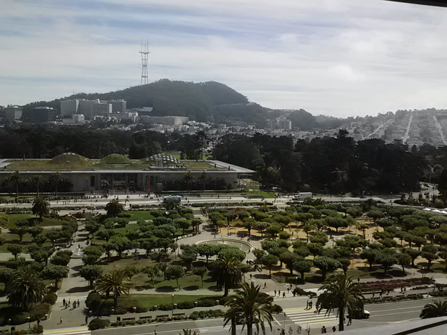 I can ride my bike on a car-free street on a Sunday to take in this view from the tower at the DeYoung.