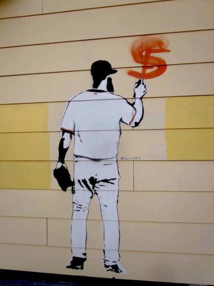 I'm thankful for the Giants and whimsical graffiti and wondering: is this art or is this vandalism, or both?
