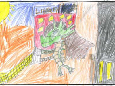 The dragon goes to the library