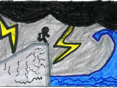boy trapped by lightning and ocean.