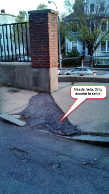 When you finally get to a ramp access, it's in awful condition. 