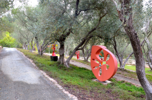 Auberge Du Soleil in the Napa. This simple path is articulated art with great strong colors which draws you down the way
