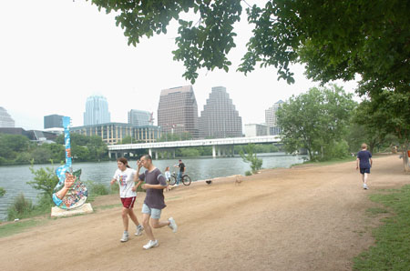 Town Lake (Austin, TX)-A healthy lake with a safe and deliberate running, biking, walking, strolling path around it